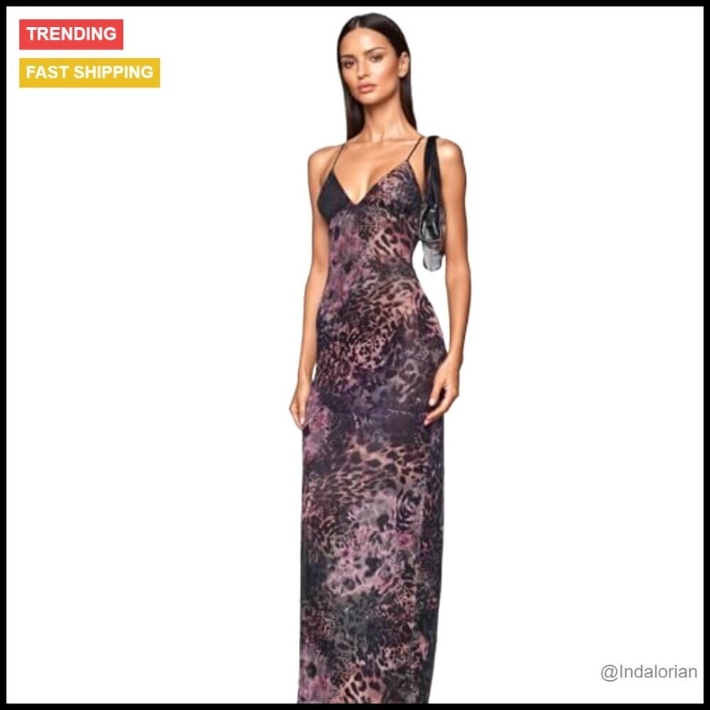 Y2K Fairy Butterfly Maxi Dress Sexy Backless Bodycon Bandage String Party - Picture 2 of 7